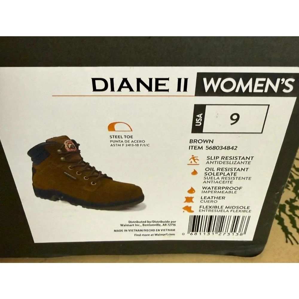 Brahma Work Boots Womens Size 9 Brown Leather Diane 2 Suede Waterproof Steel Toe